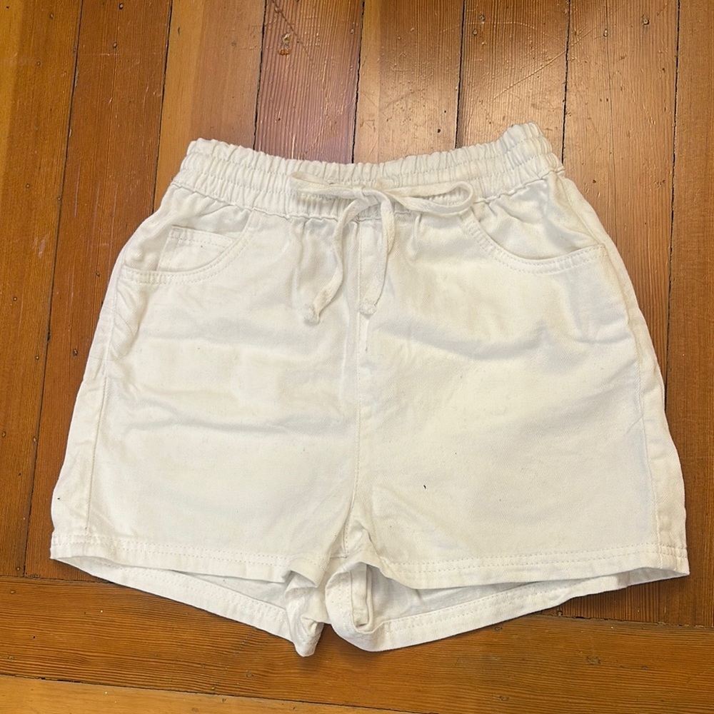 White Topshop Drawstring Shorts